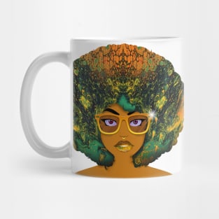 Galaxy Girl Green Afro Mug